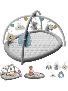 Gray Baby Play Gym & Mat with 5 Detachable Toys - Fun & Engaging Activity Center